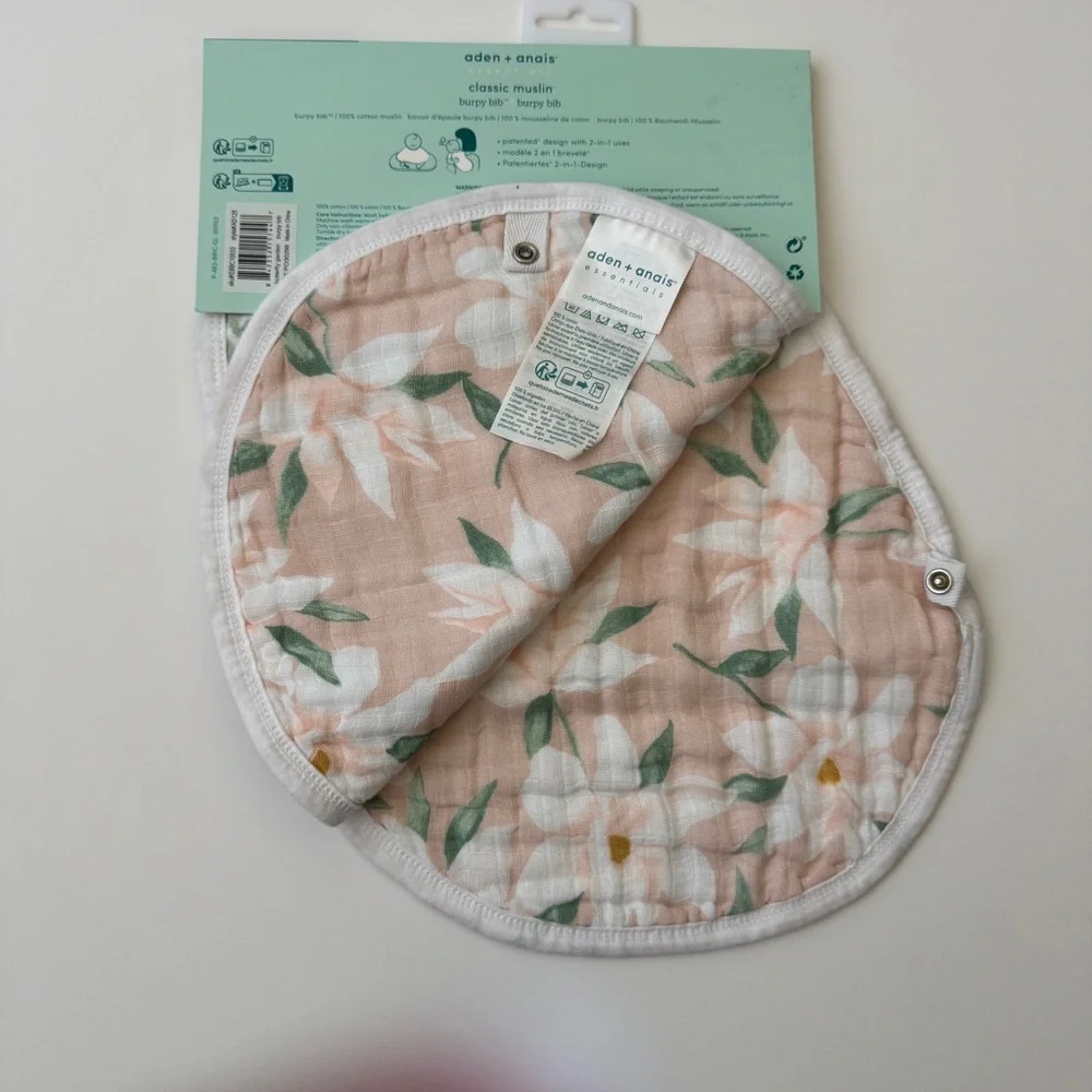 NEW Aden + Anais Burpy Bib Classic Muslin Cotton Breathable Floral Print